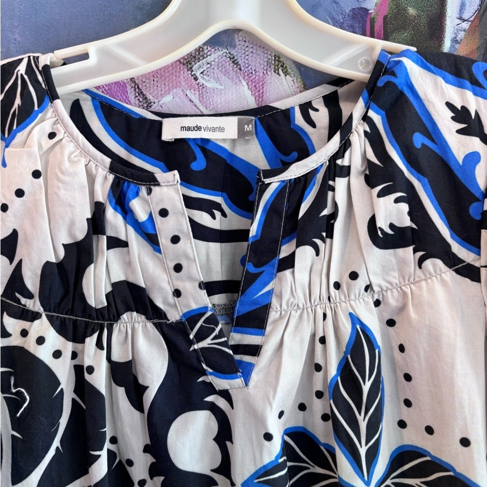 Maude Vivante Ollie Dress Blue White sz M - Picture 7 of 11
